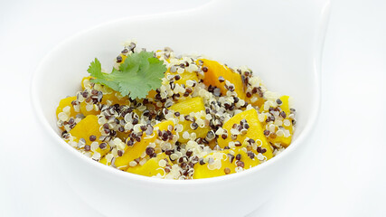 Health food roast pumpkins, quinoa and chicken pea salad