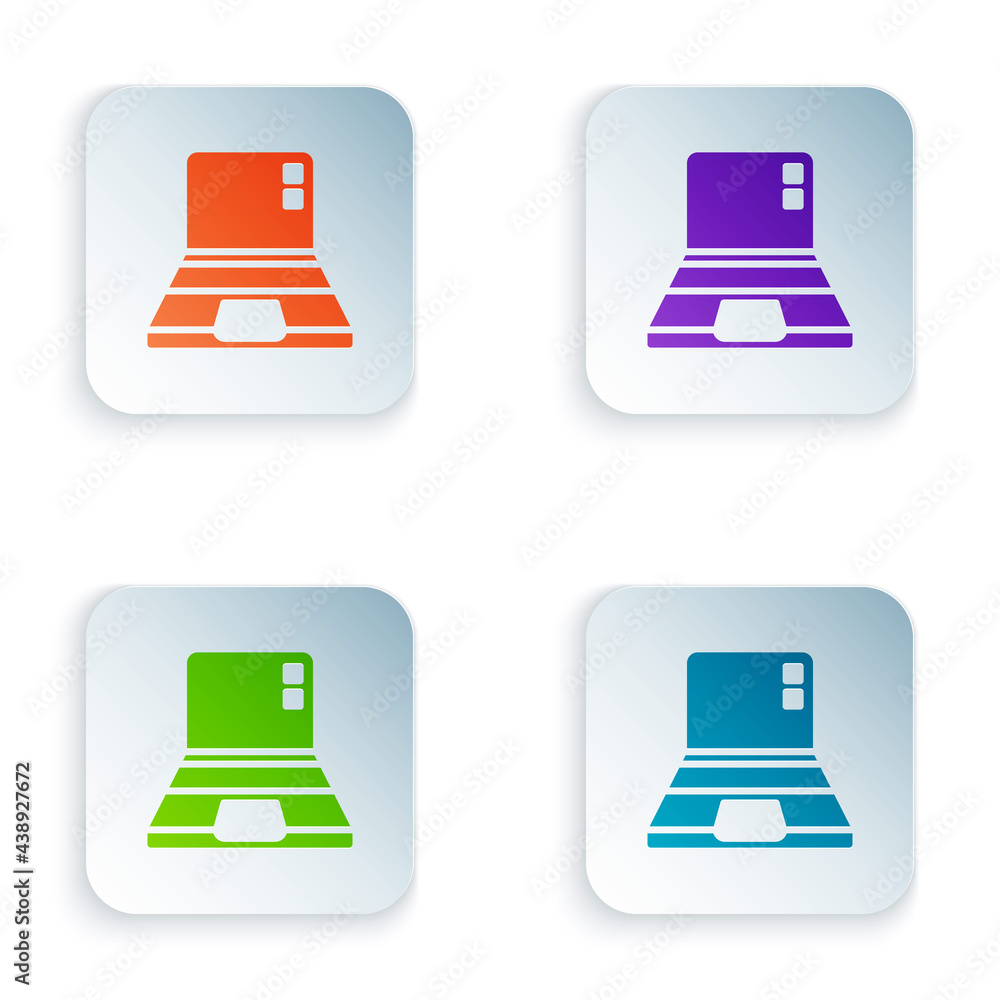 Poster color laptop icon isolated on white background. computer notebook with empty screen sign. set colorf