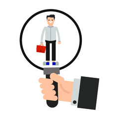 hiring employee magnifying glass icon illustration vector graphic