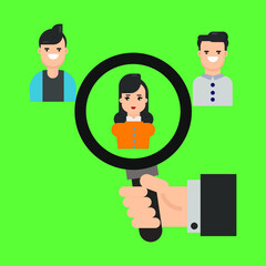 hiring employee magnifying glass icon illustration vector graphic