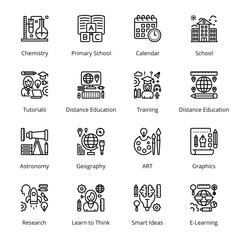 Back to School Outline Icons - Stroked, Vectors