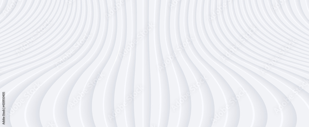Poster 3D white silver wavy background for business presentation. Abstract flow elegant pattern. Minimalist empty striped blank BG. Halftone monochrome cover with modern digital minimal color.