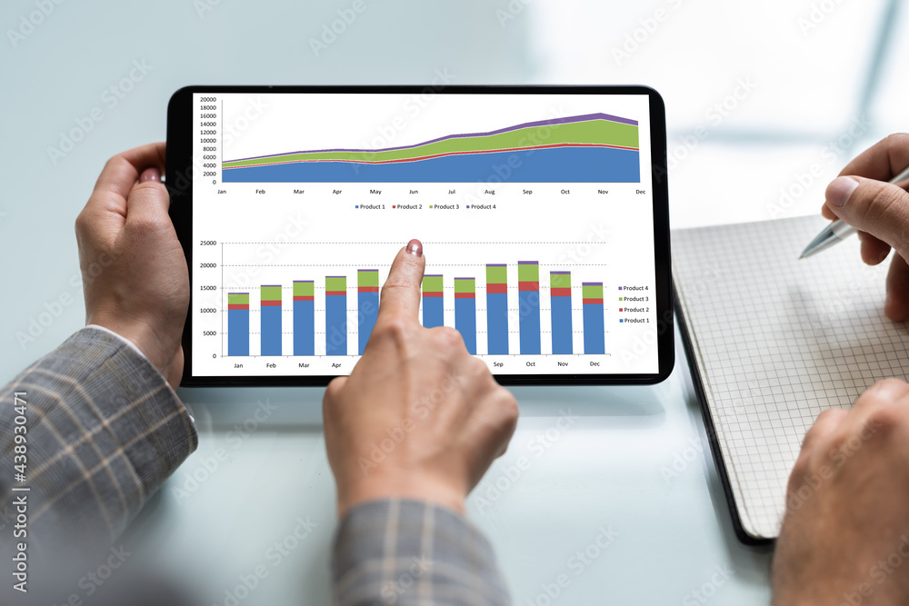 Poster Graph Data Chart On Tablet