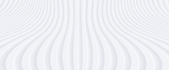 Fototapeta na wymiar 3D white silver wavy background for business presentation. Abstract flow elegant pattern. Minimalist empty striped blank BG. Halftone monochrome cover with modern digital minimal color.