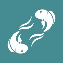 two fish logo or symbol, vector