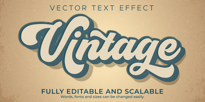 Vintage text effect, editable retro and old text style