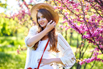 Spring trends portrait of elegant magnificent beautiful stylish woman