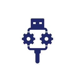 usb service cable icon on white