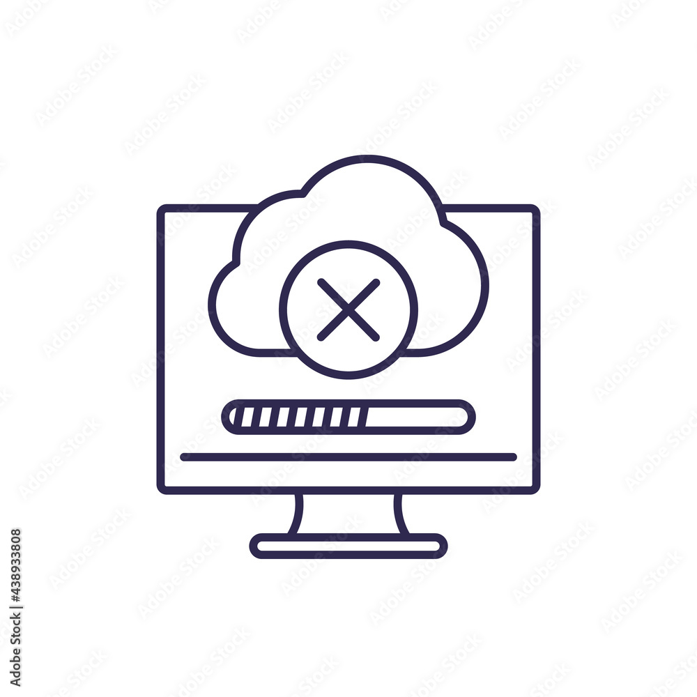 Poster delete data in cloud line icon