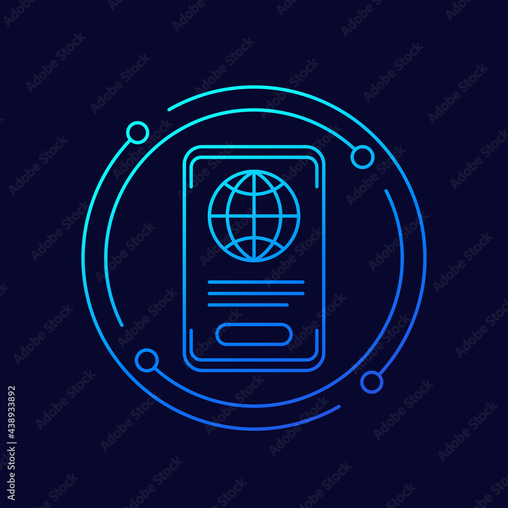 Poster roaming line vector icon with a smart phone