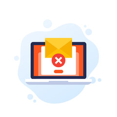 Delete mail message, email vector icon