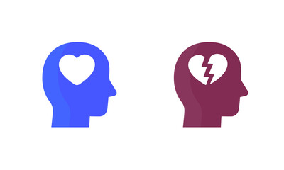 Head and heart vector icons