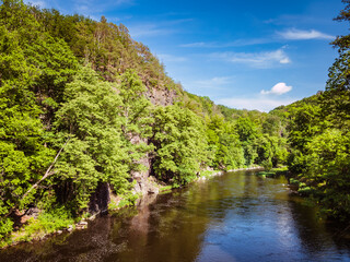 Fototapeta na wymiar Blick auf den Fluss Zschopau im Erzgebirge