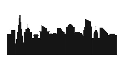 Gray silhouette of modern city skyline. City landscape. Vector illustration in flat style