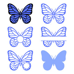 Fototapeta na wymiar Butterfly monogram. Vector insect silhouette. Template for laser, paper cutting, printing on a T-shirt. Flat style. Hand drawn decorative element for your design.Isolated on white background.