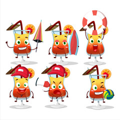 Obraz premium Happy Face tequila sunrise cartoon character playing on a beach