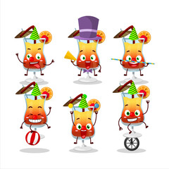 Cartoon character of tequila sunrise with various circus shows