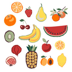 set of fruits and berries