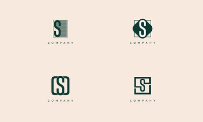 S Letter Set of eight minimalistic trendy shapes. S Letter Logo Template Illustration Design, Vector EPS 10.