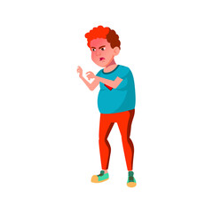 angry overweight boy screaming at enemy on playground cartoon vector. angry overweight boy screaming at enemy on playground character. isolated flat cartoon illustration