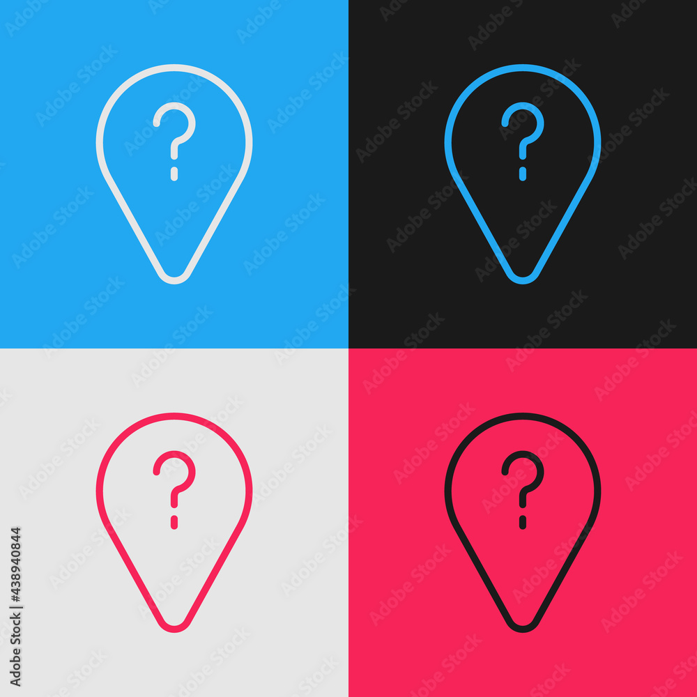 Aufkleber pop art line unknown route point icon isolated on color background. navigation, pointer, location, m