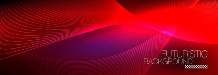 Abstract neon glowing light in the dark with waves. Shiny magic energy and motion concept, vector abstract wallpaper background