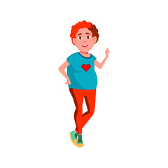 oversize young boy speaking with friends in school cartoon vector. oversize young boy speaking with friends in school character. isolated flat cartoon illustration