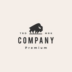 american buffalo bison hipster vintage logo vector icon illustration © gaga vastard