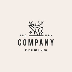 Fototapeta premium deer star monoline outline hipster vintage logo vector icon illustration