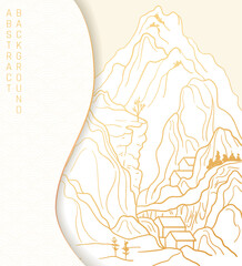 simple stylized landscape in japanese style in white and gold colours