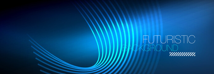 Dark abstract background with glowing neon circles. Trendy layout template for business or technology presentation, internet poster or web brochure cover, wallpaper