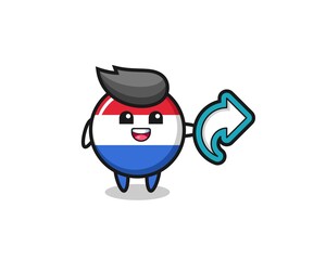 cute netherlands flag badge hold social media share symbol
