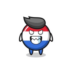 evil expression of the netherlands flag badge cute mascot character