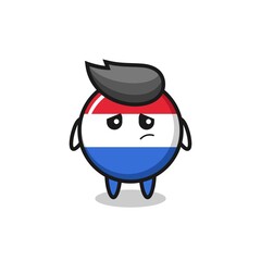 the lazy gesture of netherlands flag badge cartoon character