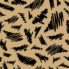 doodle lines seamless pattern. Simple hand-drawn background, line art