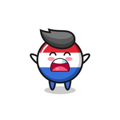 Fototapeta premium cute netherlands flag badge mascot with a yawn expression