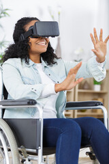 immobile woman wearing vr glasses