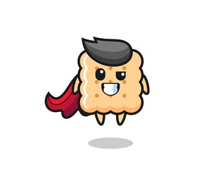 the cute cracker character as a flying superhero