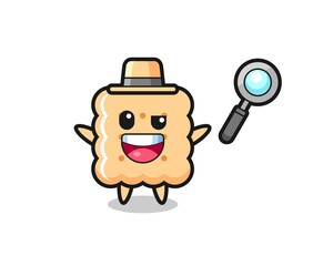 illustration of the cracker mascot as a detective who manages to solve a case