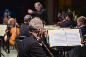 a concert of classical music performed by an orchestra