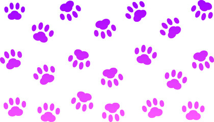 Fototapeta na wymiar Purple gradient paws pattern