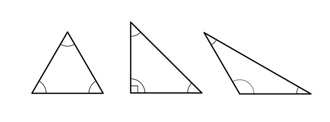 Types of triangles. Mathematical vector symbols. Educational information