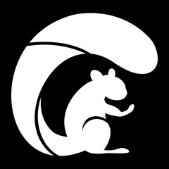 Vector Black and White Squirrel Icon