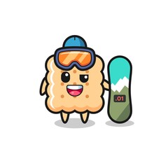 Illustration of cracker character with snowboarding style