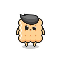 the mascot of the cracker with sceptical face