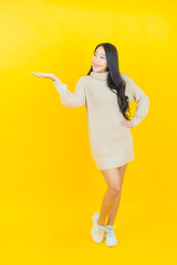 Portrait beautiful young asian woman smile with action