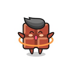 cute chocolate bar cartoon is playing hula hoop