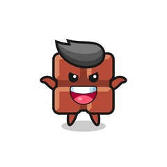 the illustration of cute chocolate bar doing scare gesture