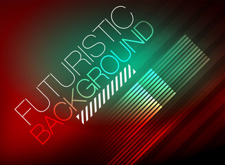 Bright neon color techno abstract background, shiny glowing neon lines in the dark background