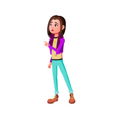 elegance girl pointing with shock at shop season discount poster cartoon vector. elegance girl pointing with shock at shop season discount poster character. isolated flat cartoon illustration